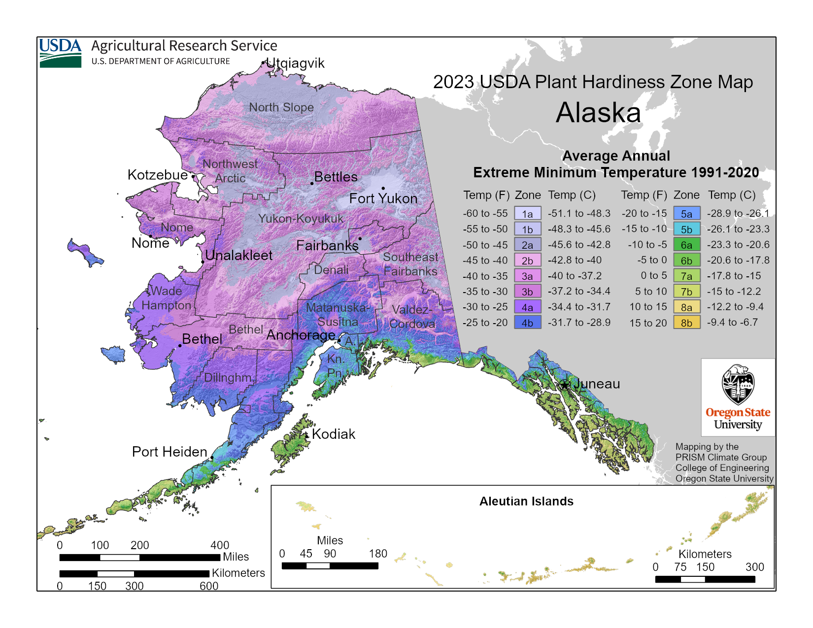 Alaska plant hardiness map