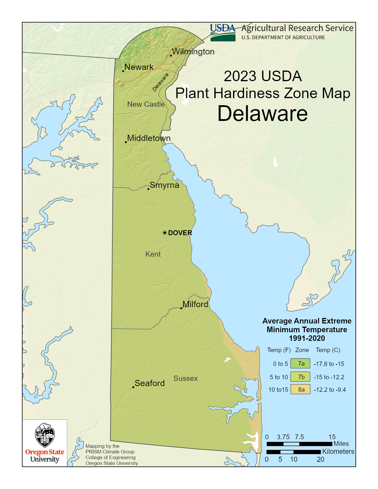 Delaware plant hardiness map