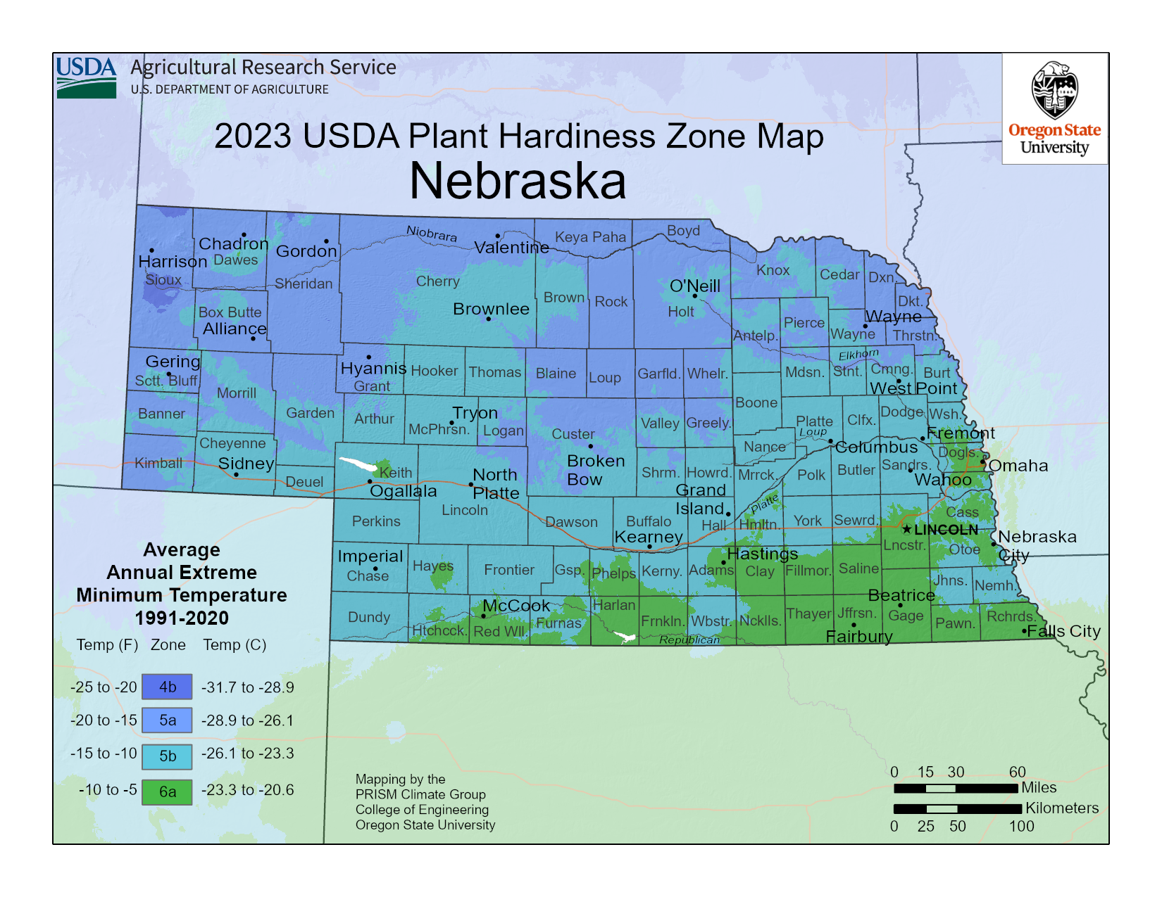 Nebraska plant hardiness map